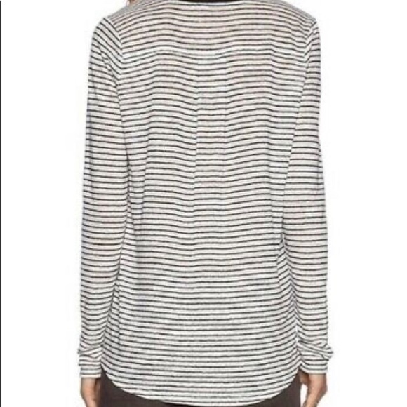 Vince.  Mixed Stripe 100% Linen Long Sleeve Top - Picture 8 of 8